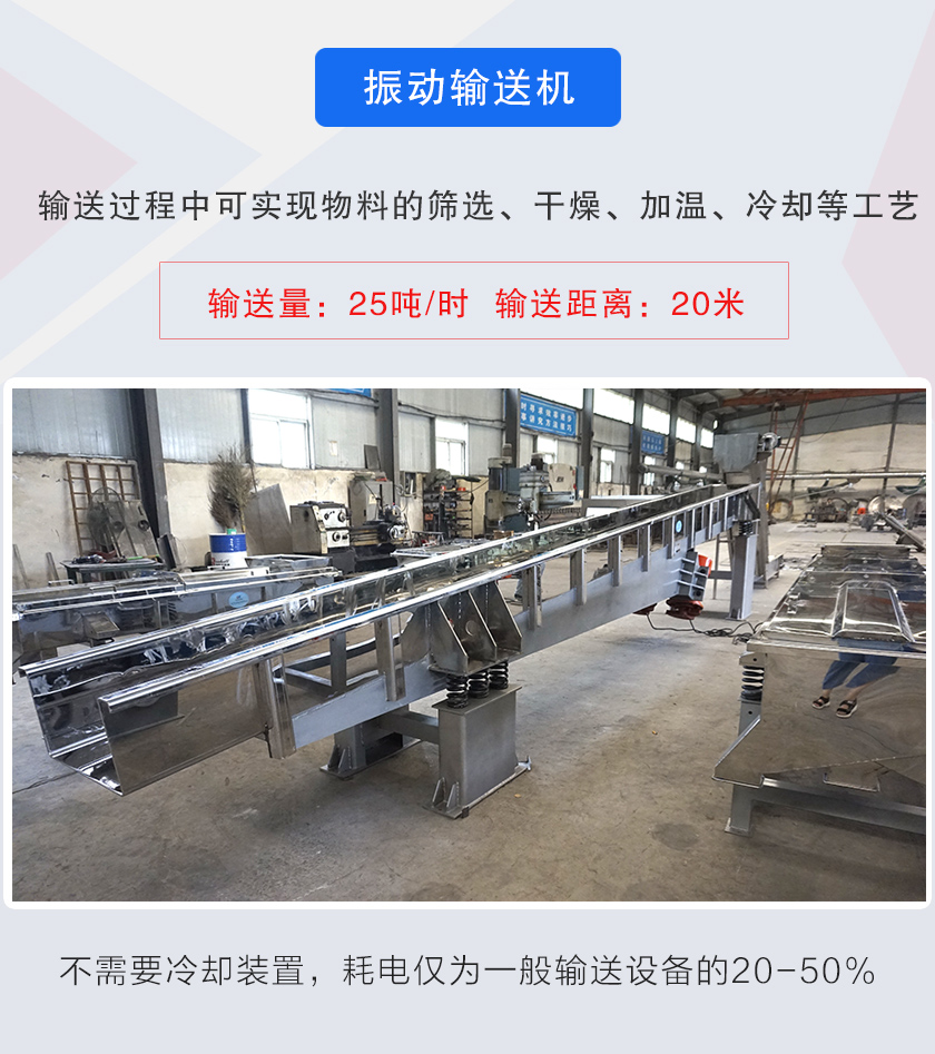 輸送過(guò)程中可實(shí)現(xiàn)物料的篩選、干燥、加溫、冷卻等工藝